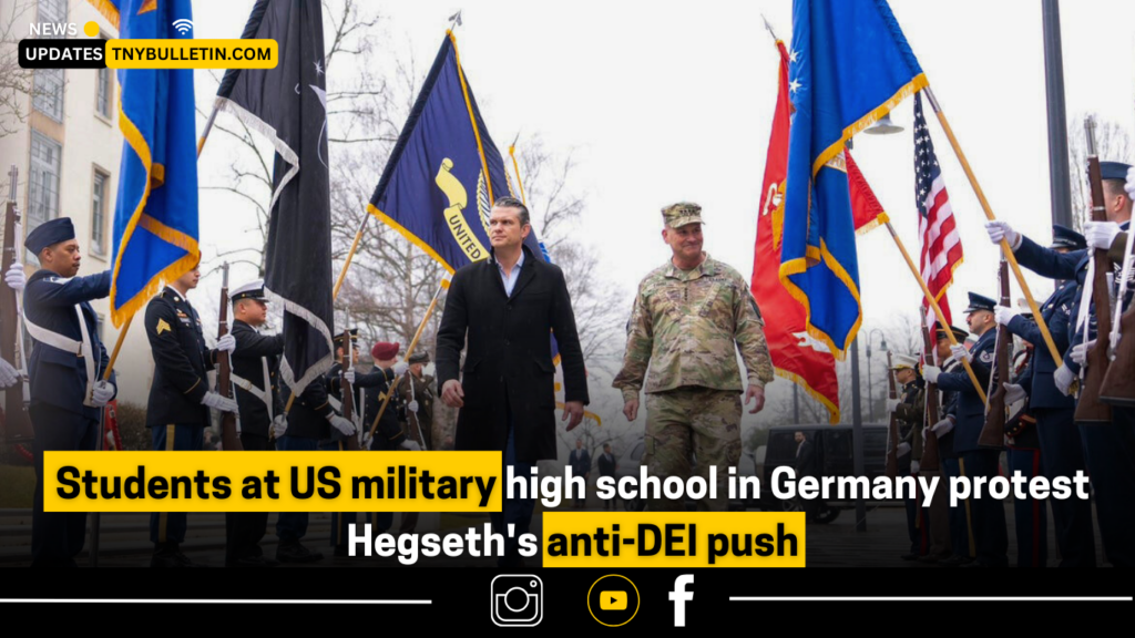 US military high school Germany DEI protest