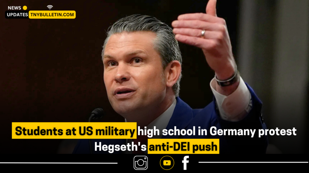 US military high school Germany DEI protest